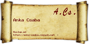 Anka Csaba névjegykártya